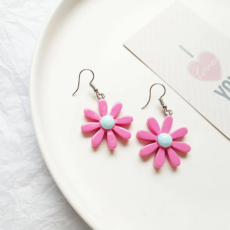 Милые цветные свежие милые минималистичные Цветочные креативные уличные серьги