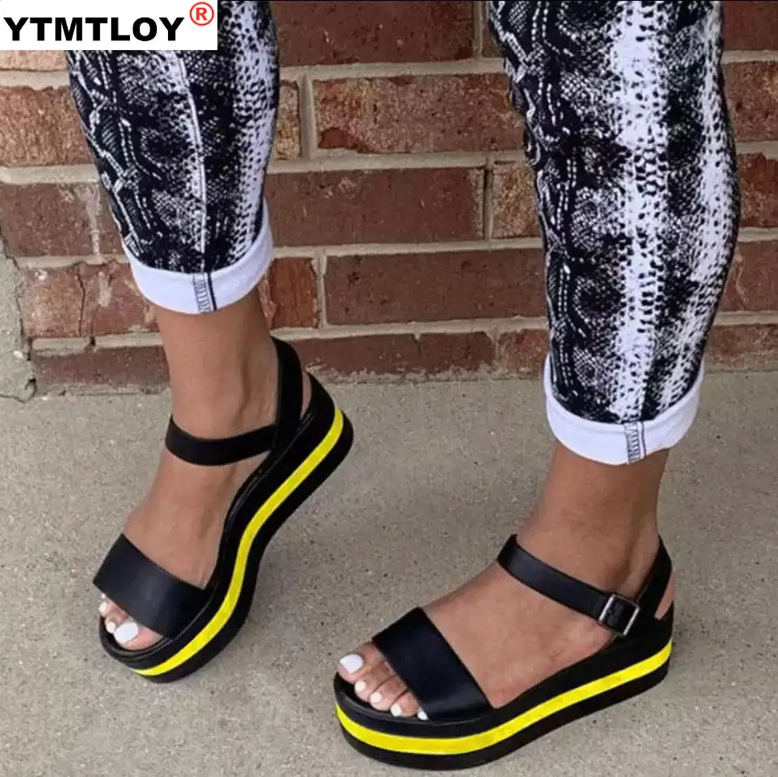 

Big Size 35-43 New Ladies Flat Platform Summer Sandals Mixed Colors Wedges Sandals Women 2021 Casual Light Beach Shoes Woman