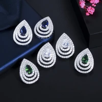 threegraces new fashion big stud earrings for ladies sparkling cubic zirconia silver color party accessories jewelry gift er646