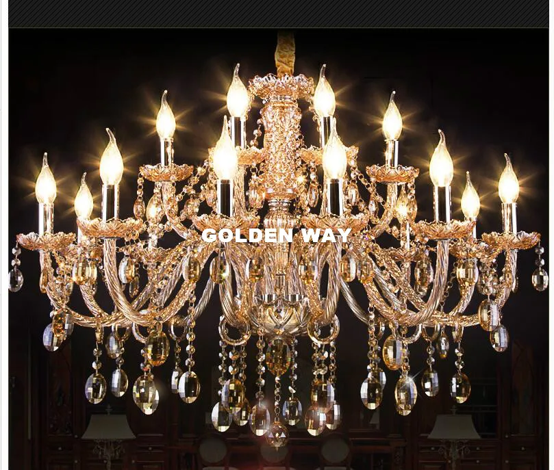 Бесплатная доставка Янтарный К9 Хрустальный люстра светильник для гостиной E14