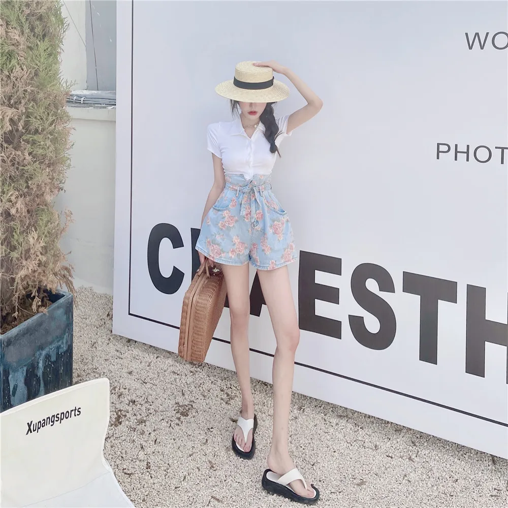 Шорты женские джинсовые с завышенной талией винтажные Модные свободные