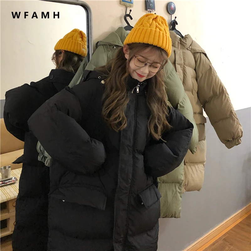 

Winter Korean version 2020 new loose mid-length lazy wind thick cotton jacket black long-sleeved cotton jacket women's clothing