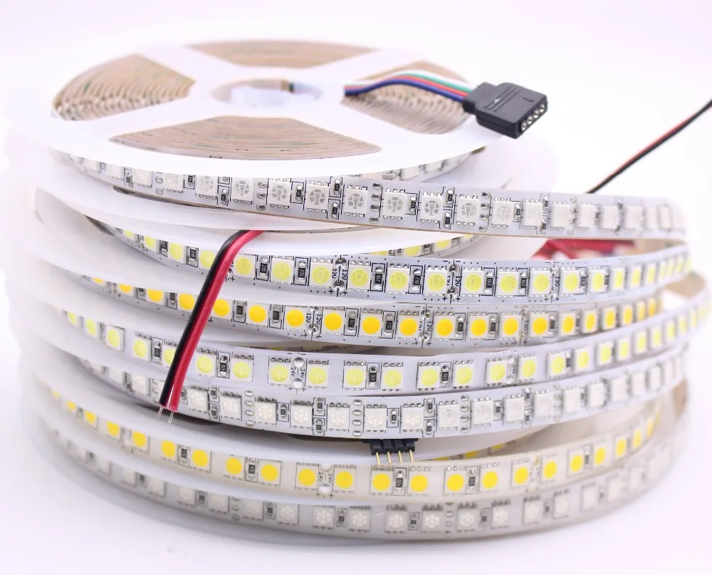 

DC12V 24V LED strip 5050 120LEDs/m 5M 600LED Super Bright 5050 LED Flexible Strip Light RGB ,White,Whitewarm 4000K NW Waterproof