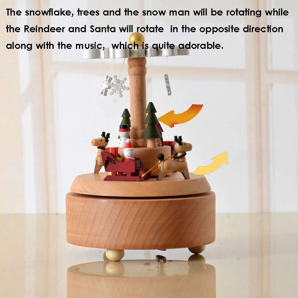 Очаровательная деревянная музыкальная шкатулка ручной работы Снежный хлопья