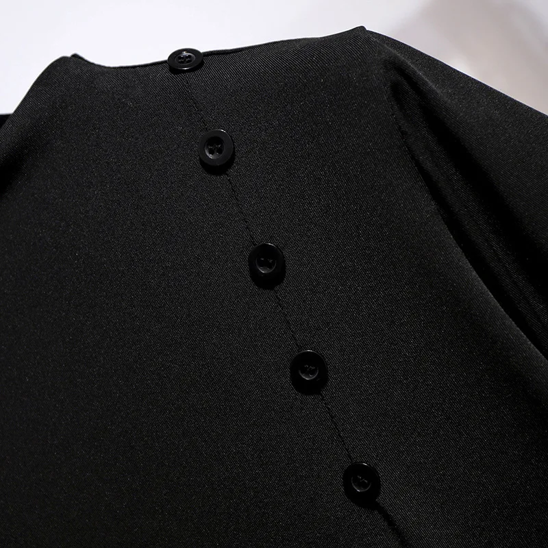 Женская свободная футболка на пуговицах Черная/желтая/серая Повседневная с