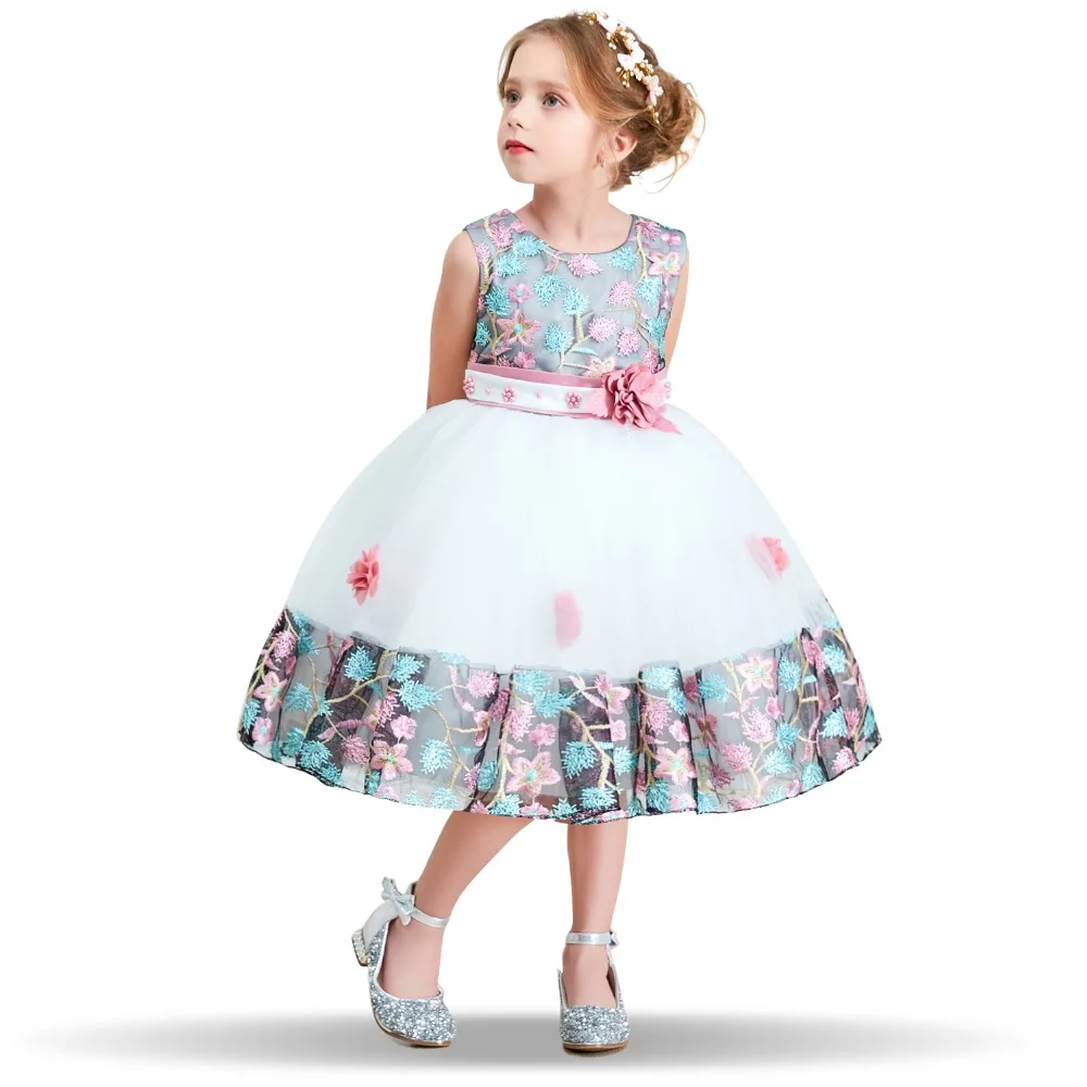 Нарядное платье с цветочным узором для девочек Платье на выпускной и свадьбу