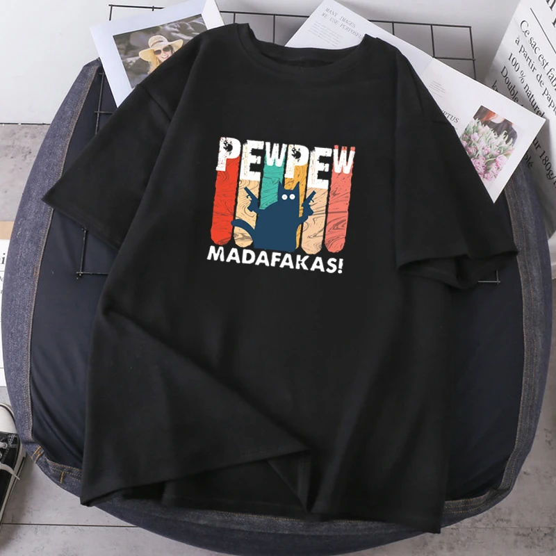 

Милая модная одежда оверсайз женская летняя футболка для женщин Pew Madafakas хип-хоп 2021 новые рубашки повседневные K-pop топы футболки