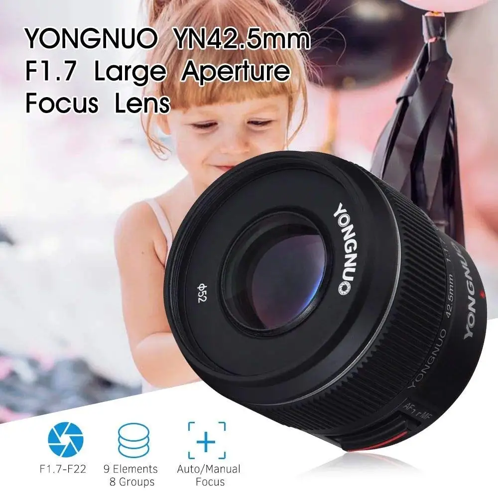 Объектив YONGNUO yn42 5 мм F1.7M с большой апертурой и автофокусом/MF стандартный основной