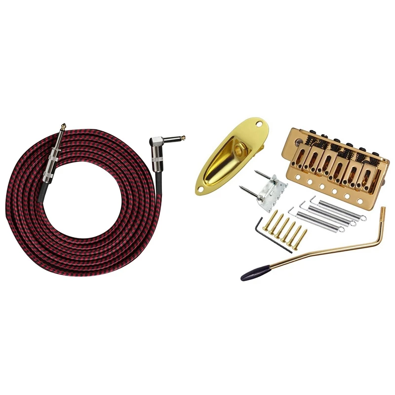 

Gold Guitar Tremolo Bridge Arm Springs With Boat Jack Socket Set With Guitar Audio Cable