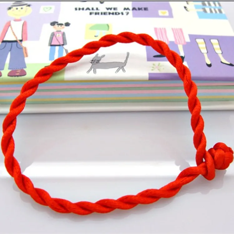 Грубая 4 мм ручной работы Красный веревочный браслет около 21 см в Длина|Плетеные