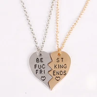 bff heart shaped necklace simple exaggerated alloy pendant best friend men and women fashion friendship jewelry gift 2020