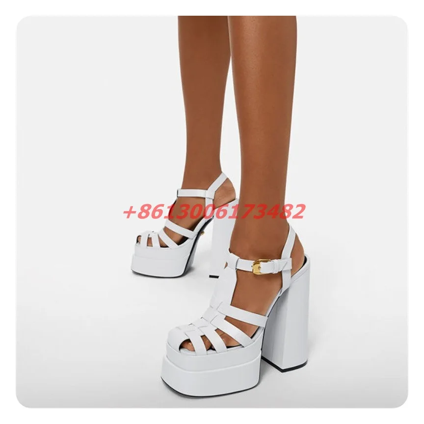 Женские летние сандалии на высокой платформе с закрытым носком и Т-образным
