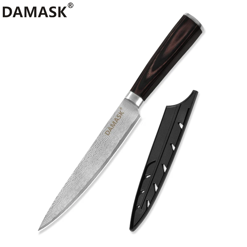 8 inch Slicing Knife Дамасский нож 73 слоя VG10 японский дамасский стальной кухонный нож для очистки овощей Santoku нож для нарезки повара инструмент для приготовления пищи - Цвет: 8 inch Slicing Knife