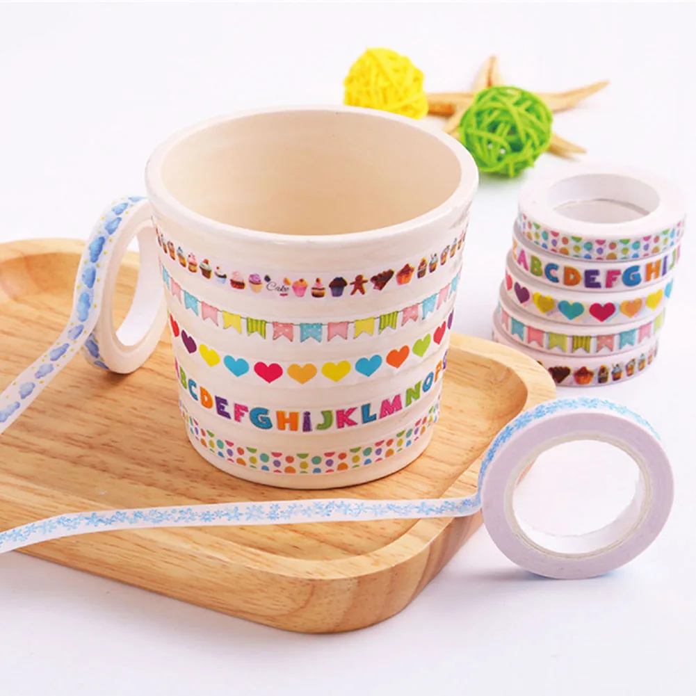 

2Pcs Japanese Cute Colorful Washi Tape Decorative Adhesive Tape Diy Scrapbooking School Office Supply