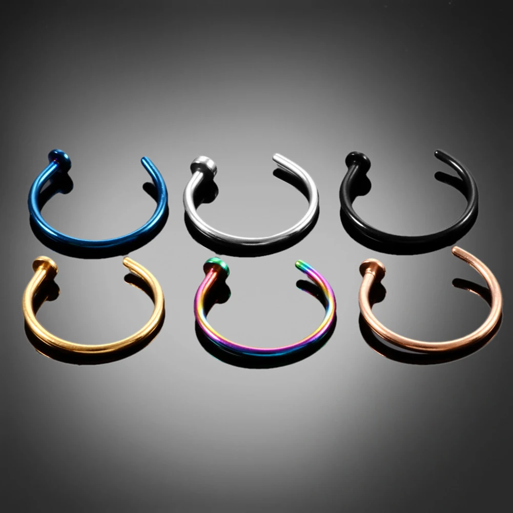 

1piece Fashion stainless steel Horseshoe Fake Nose Ring C Clip BCR Septum Lip Piercing Falso Nose Rings Hoop For Women Men