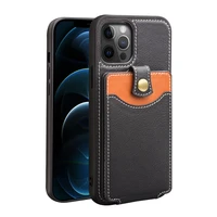 qialino fashion genuine leather back cover for iphone12 pro max luxury magnetic buckle card slot phone case for iphone 12