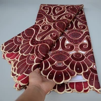 high quality burgandy asoebi african heavy lace in wine red color with stones and handcut 2021 cotton swiss korea fabric cl081
