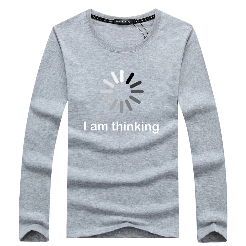 Рубашка мужская с длинным рукавом брендовая Повседневная футболка круглым