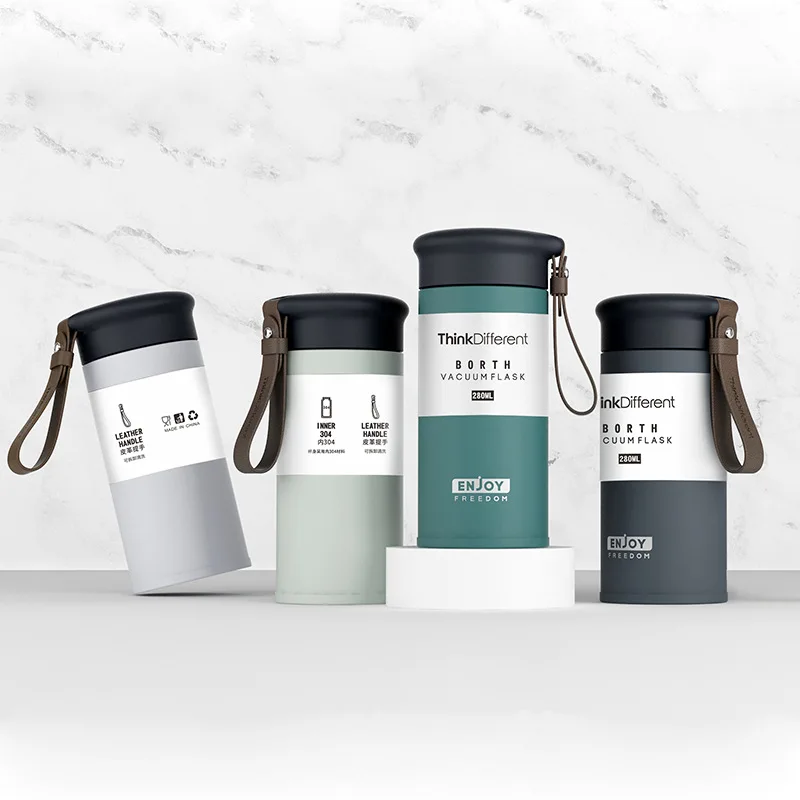 

280ml/450ml Double Stainless Steel Thermos Mug With Rope Leak-Proof Coffee Tea Mug Travel Thermal Cup Car Thermosmug For Gifts