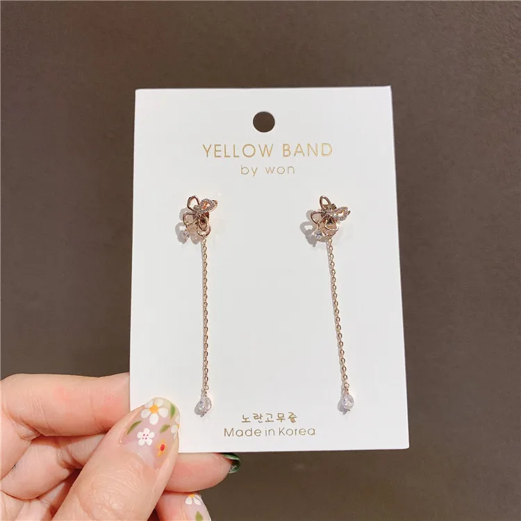 

2020 New Arrival Zeojrlly Trendy Water Drop Women Dangle Earrings Korean Stars Elegant Butterfly Earline Long Jewelry