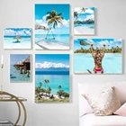 Скандинавский тропический пейзаж, плакаты, современные принты, морской пляж, остров, настенное искусство, холст, картина, скандинавский Декор для гостиной, картина