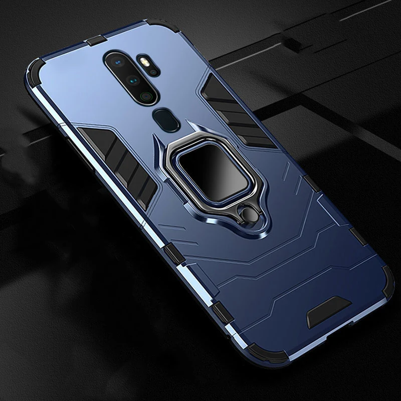 KEYSION Shockproof Armor Case For OPPO A9 2020 A11X Stand Holder Car Ring  Silicone Phone Back Cover for OPPO A5 2020 A9 2020