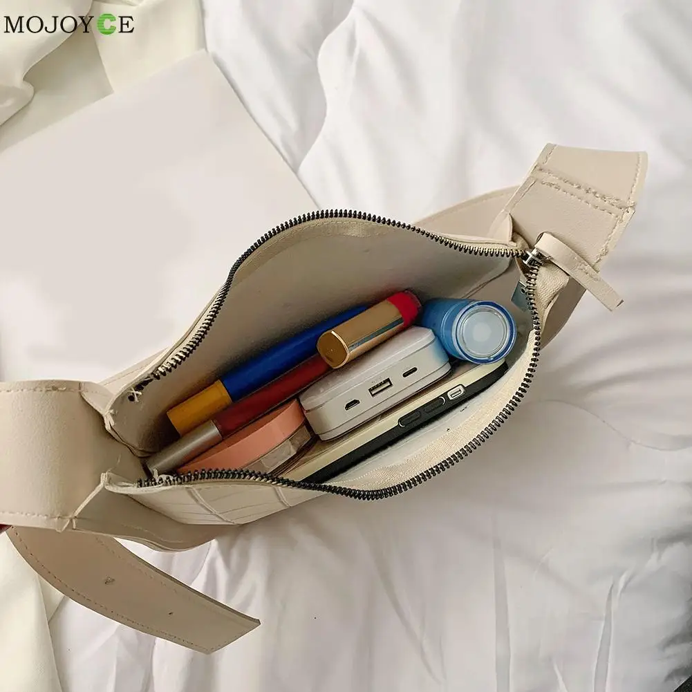 

Popular Simple Female Daily Bag Fashion Women Plaid Pure Color Shoulder Underarm Bag PU Leather Hobos Handbag