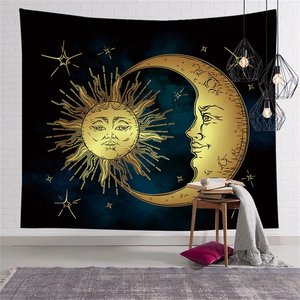 

Custom Retro Gold Bohemia Tapestry Hippie Tapestries Wall Art Decor Hanging Fabric Living Ceiling Room CGT011