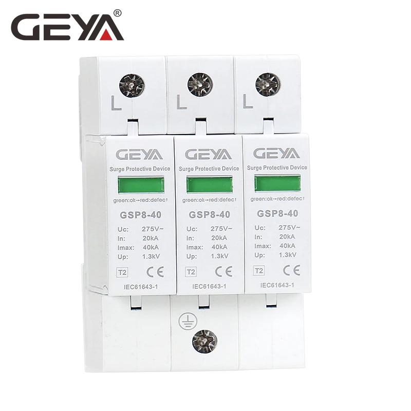 GEYA GSP8-3P Электрический стабилизатор напряжения 275 В 385 в 400 в 440 В 40KA SPD дом стабилизатор напряжения ЕС