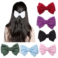 2020 fashion vintage 2 layers bow barrettes linen hair clips girls hairgrips ponytail clips for women hairpins hair accessories