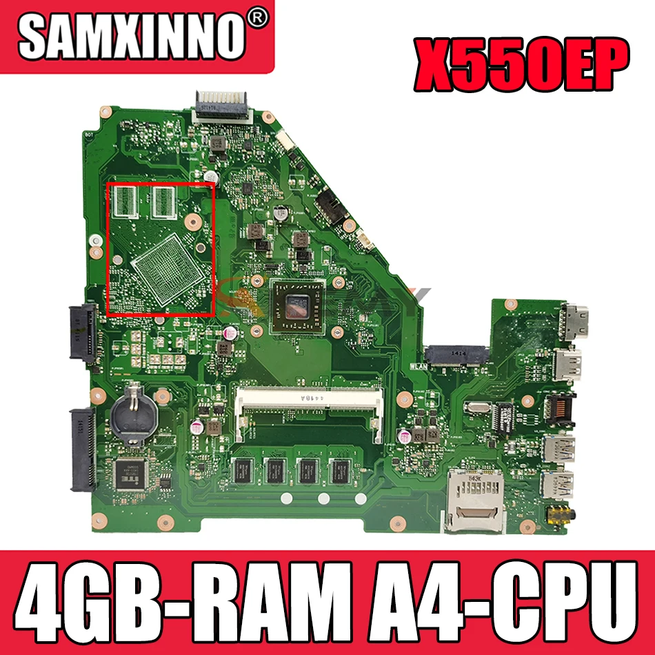 

Akemy X550EP материнская плата для ноутбука ASUS X550EA F552EP F552E A552E X552E оригинальная материнская плата 4GB-RAM A4-CPU