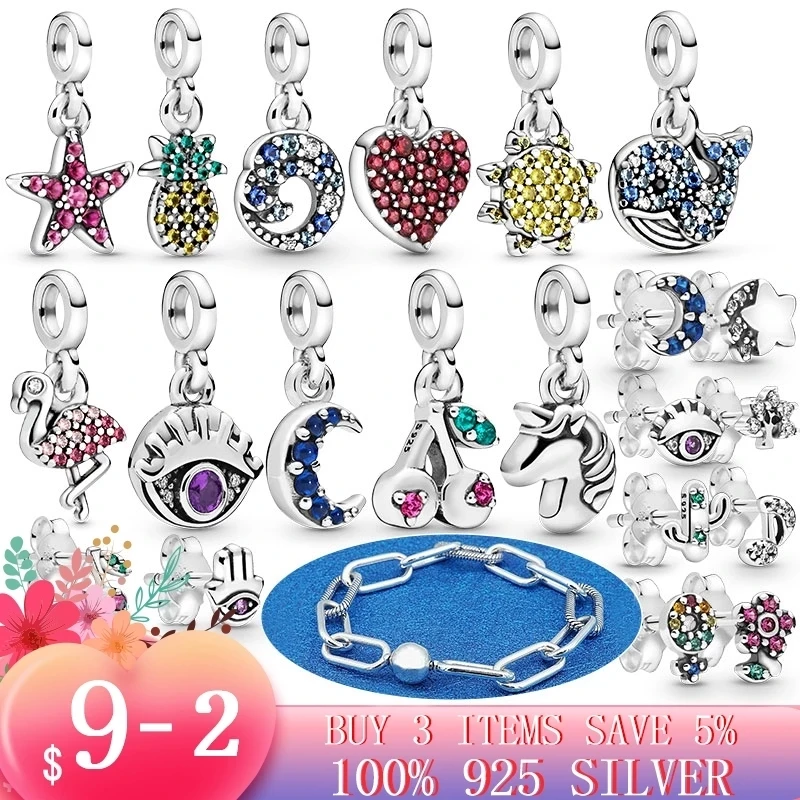 

2021 Hot 925 Sterling Silver Beads Star snowflake owl fox Clip unicorn Charm Fit Original Pandora Bracelet Silver s925 Jewelry
