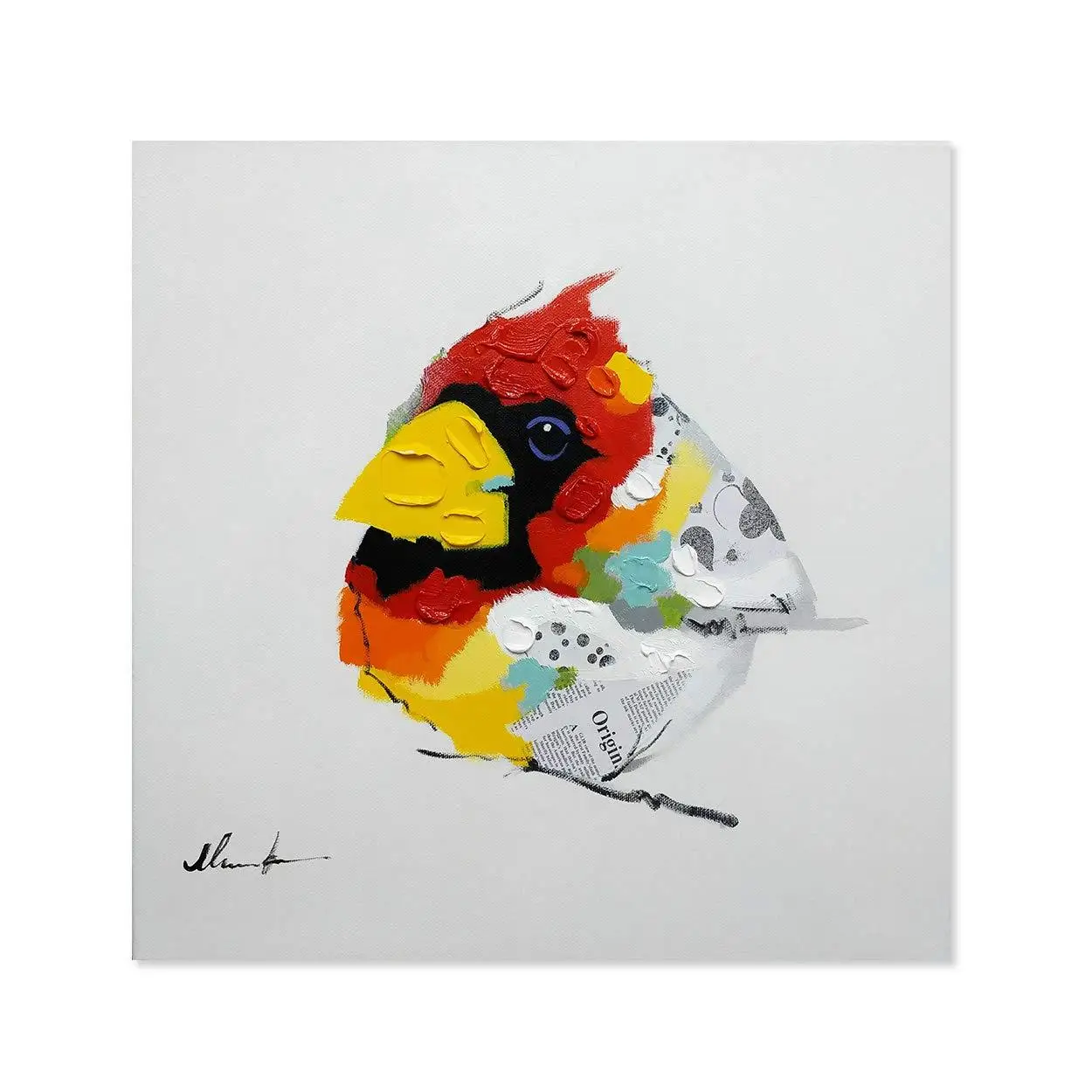 

Art 100% Hand Painted Oil Painting Canvas,Wall Decor Lucky Bird Oil Painting with Frame Wall Art for Home no framed