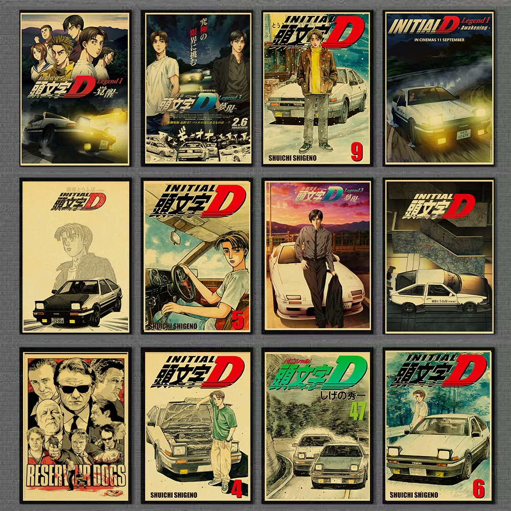 

Anime Series Initial D Posters Retro Canvas Print Modern Study Living Home Room Decoration Painting Art Wall Interior Design