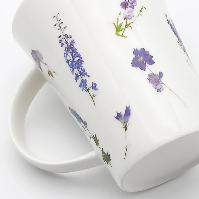 

High quality decal ceramic cup purple lavender porcelain cup home milk tea cup beautiful ceramic mug 320ml