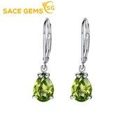 sace gems fashionable women earrings s925 sterling silver olive green topaz long eardrop exquisite jewelry