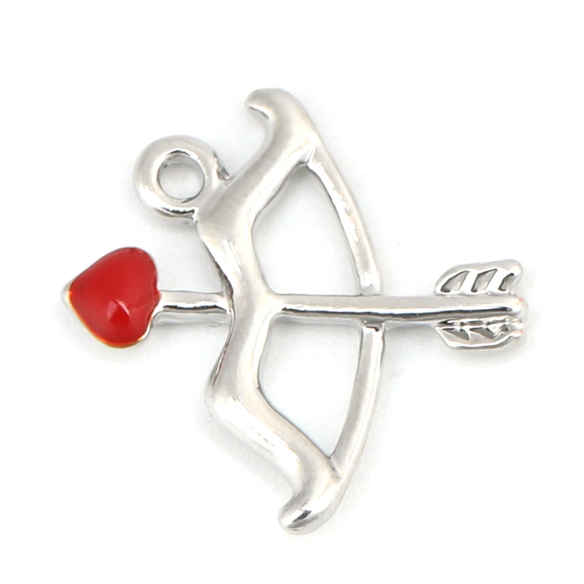 Подвески из цинкового сплава с бантиком и стрелами серебристые красные эмалевые