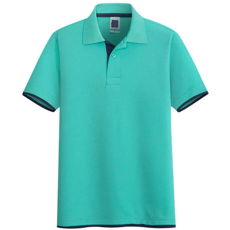 Модные однотонные мужские рубашки-поло высокого качества хлопковые с коротким