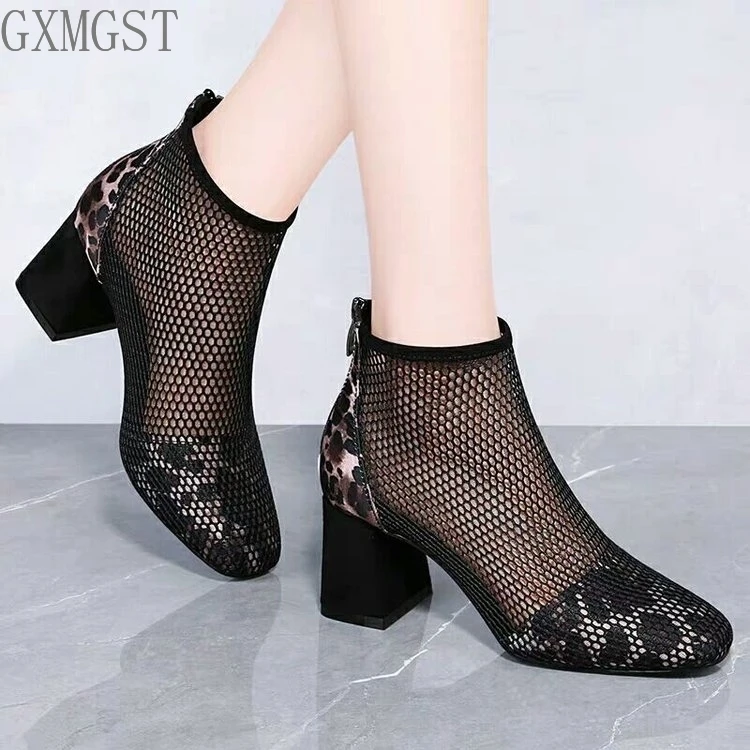 

2021 summer mesh sandals sexy high heels single shoes women European and American shoes 2020 spring and summer gauze Mu Jie