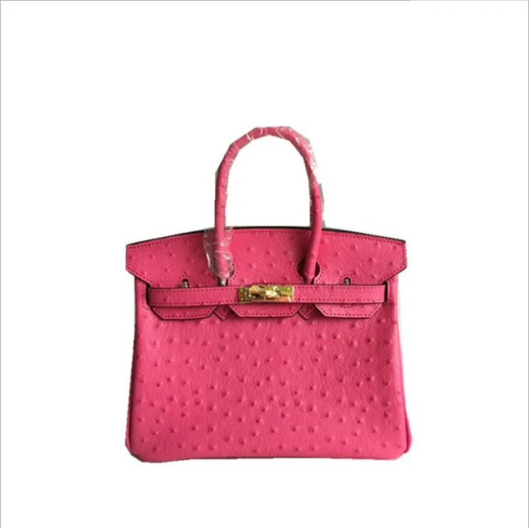 

New Ostrich Genuine Leather Women's Bag Commuter Bag Handbag Shoulder Crossbody Bag Top Layer Cowhide Leather Bag Luxury