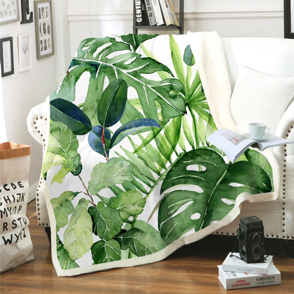 Мультяшные кактусы зеленые растения 3D цифровой принт утолщенные теплые шерпа