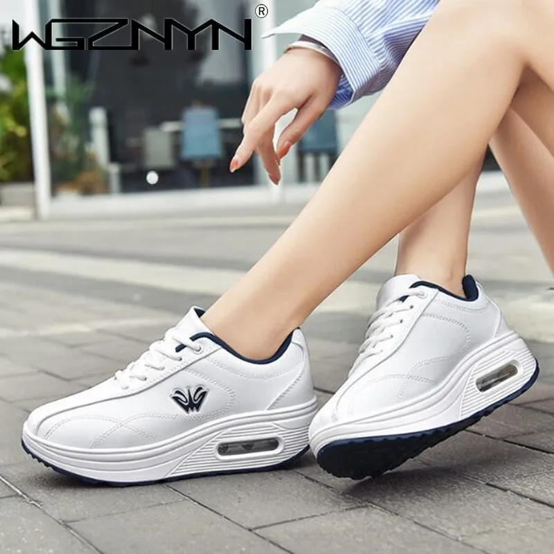 

Женские туфли из натуральной искусственной кожи, повседневная демпфирующая Нескользящая спортивная обувь для ходьбы, белого цвета