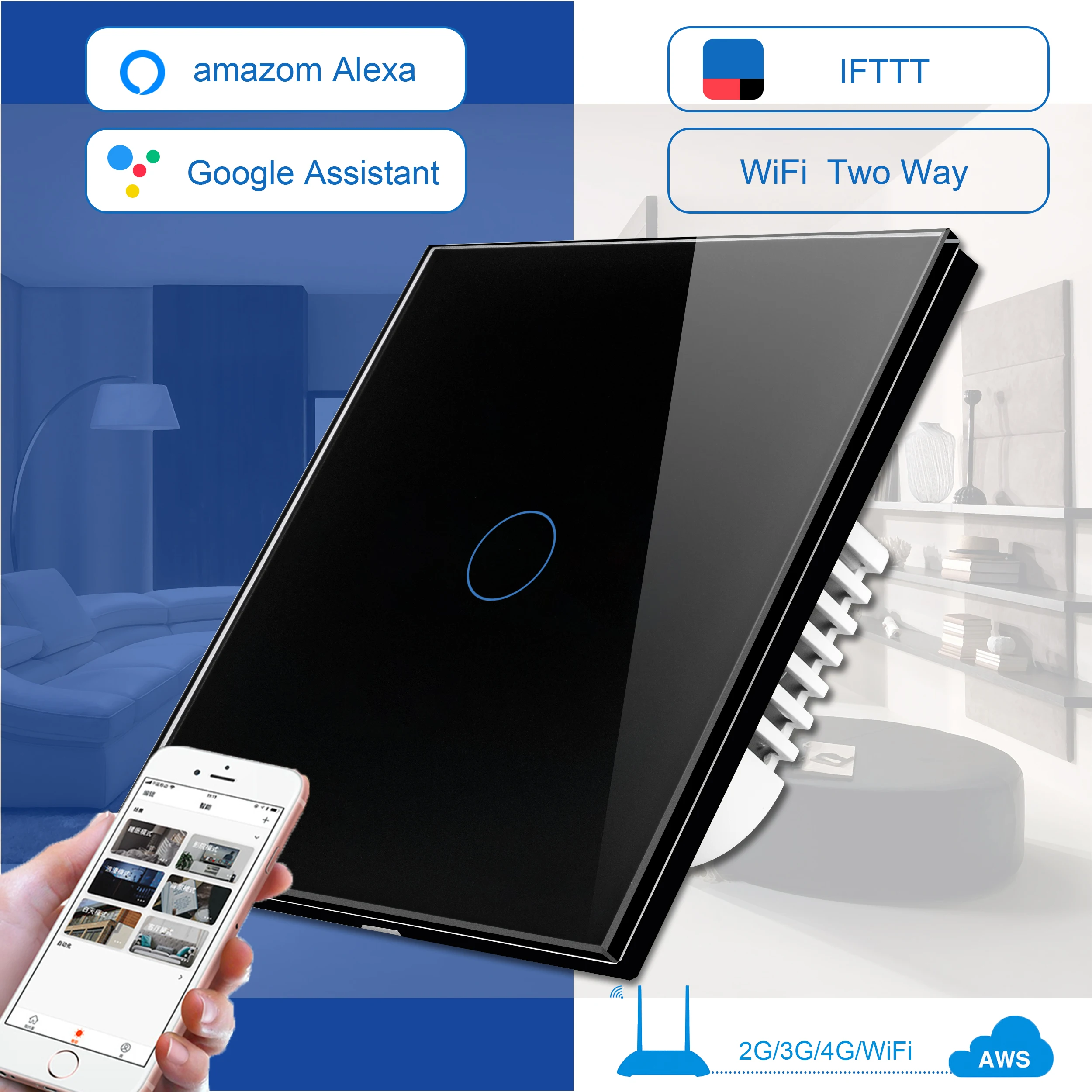 Сенсорный выключатель дистанционный переключатель освещения Панель настенный