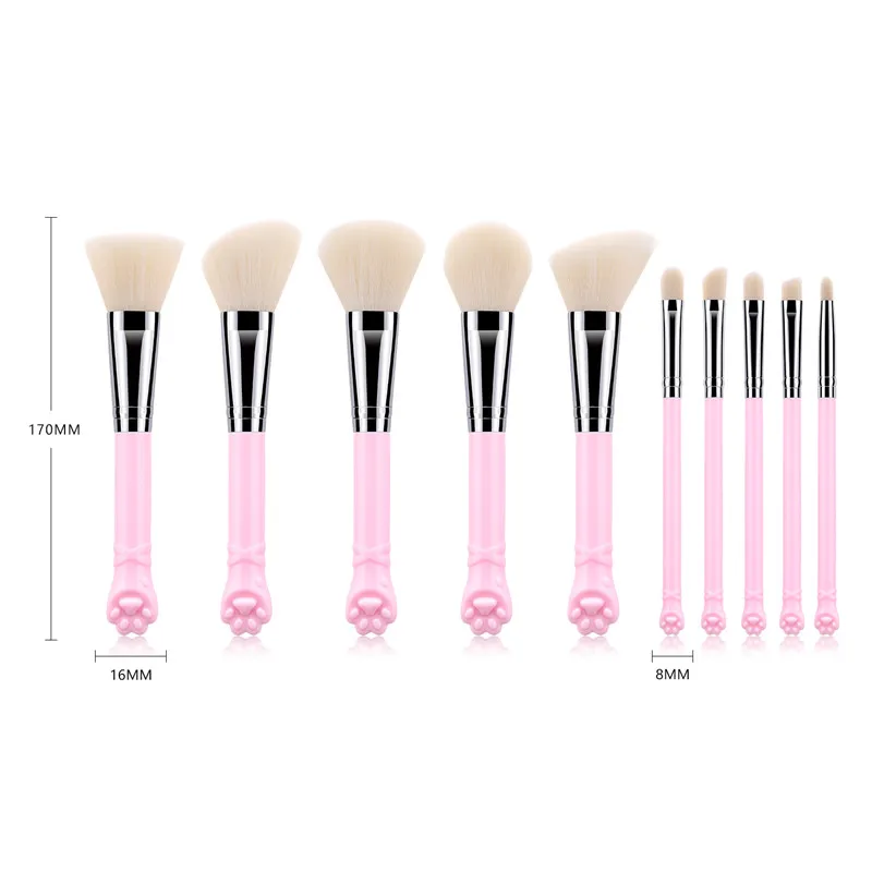 10 шт розовые кисти для макияжа набор Профессиональная Кисть натуральные волосы
