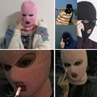 Маска, закрывающая все лицо, вязаная Балаклава с тремя отверстиями, Армейская, тактическая, CS, зимняя, лыжная, велосипедная маска, Шапочка-шарф, Теплые маски для лица