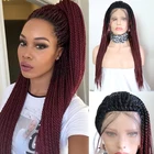 Харизма Ombre бордовые парики 2X твист косы плетеный парик синтетический парик фронта шнурка для чернокожих женщин парики для косплея