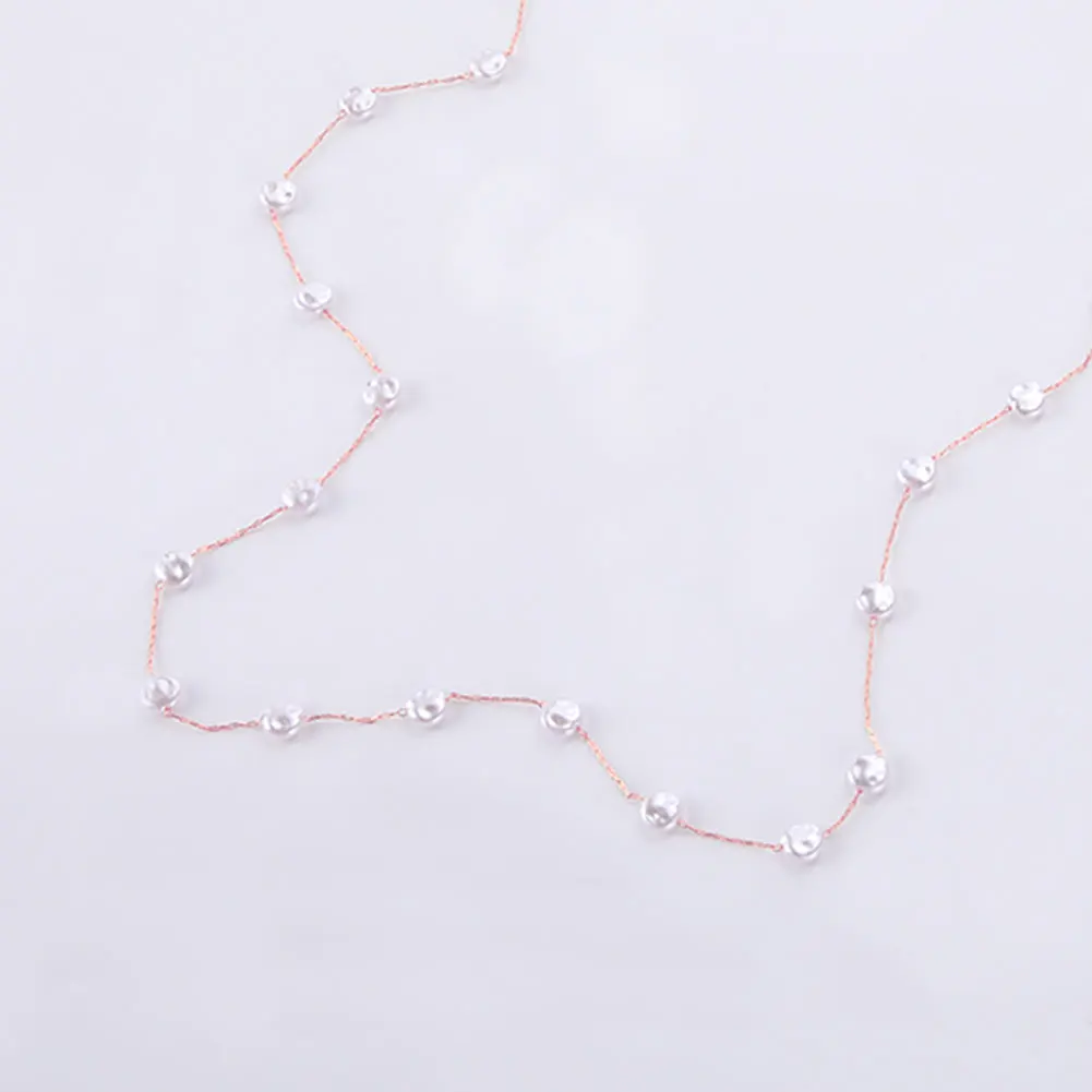 

EUEAVAN 10pcs Copper Cross Chain Flat Pearl Chains For Airpods Fashion Jewelry For Women