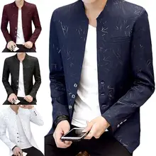 Blazer casual bolsos falsos casaco vintage impressão bolsos falsos blazer masculino blazer outono blazer (4)