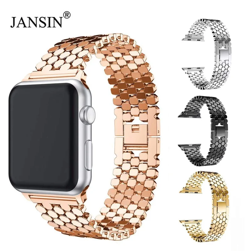 Браслет из нержавеющей стали для Apple Watch Band 40 мм 44 Series 6 SE 5 4 ремешок наручных часов