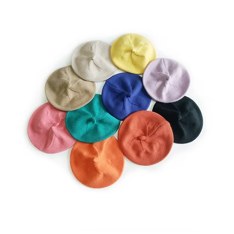 

Детские шапки-береты для девочек, милые острые блестящие удобные разноцветные Простые повседневные Шапки, винтажные осенне-зимние фонарик...